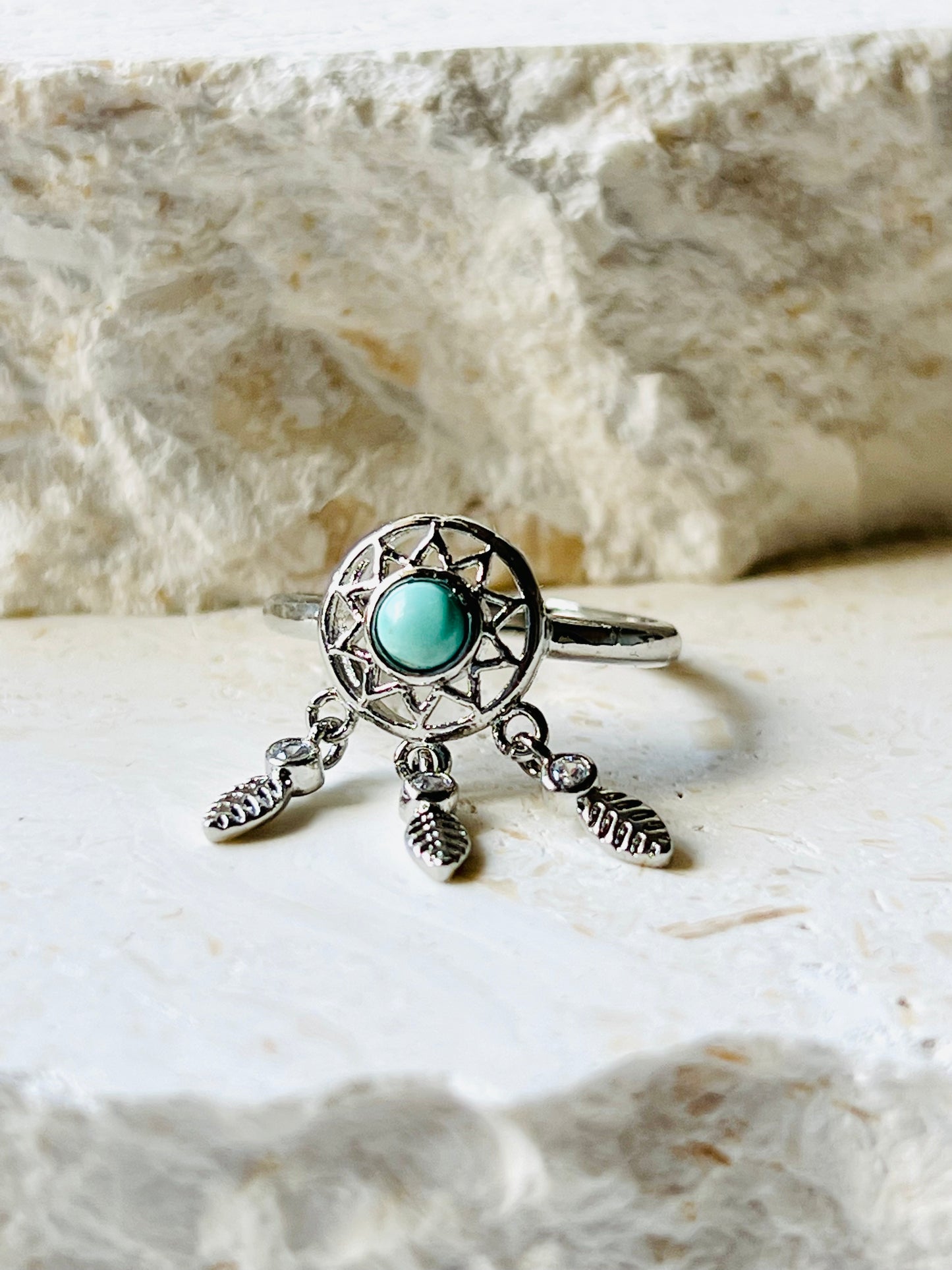 Turquoise Dream Catcher Dainty Ring