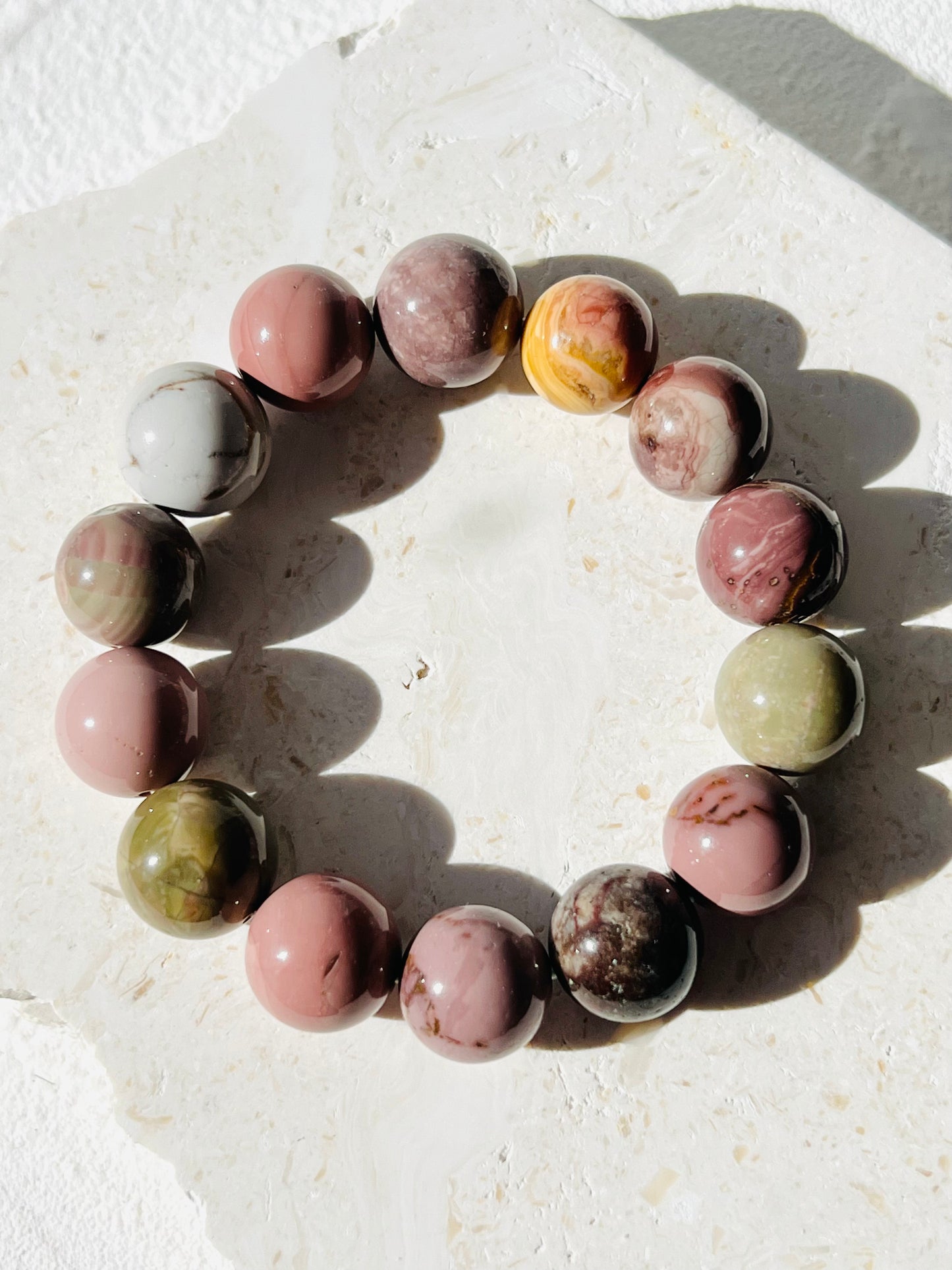 Pink Alashan Agate 14 mm bracelet