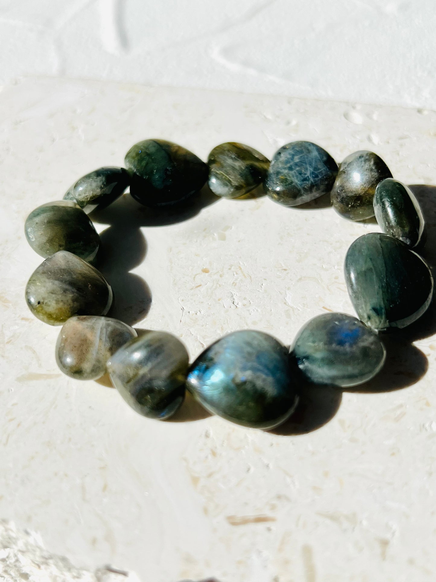 Labradorite heart shaped bracelet