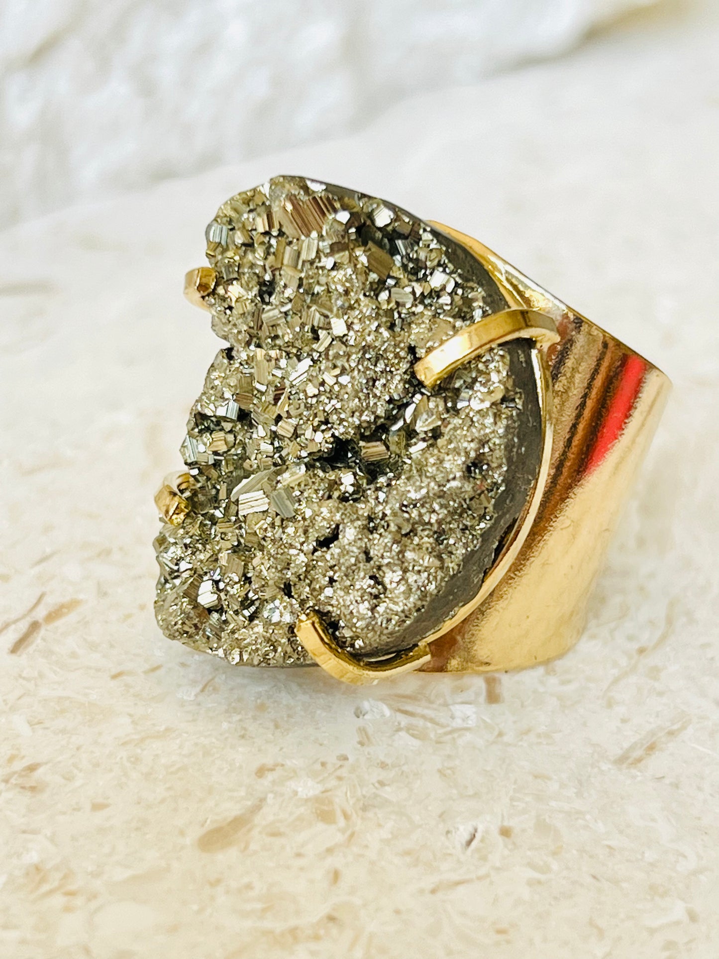 Pyrite cuff ring