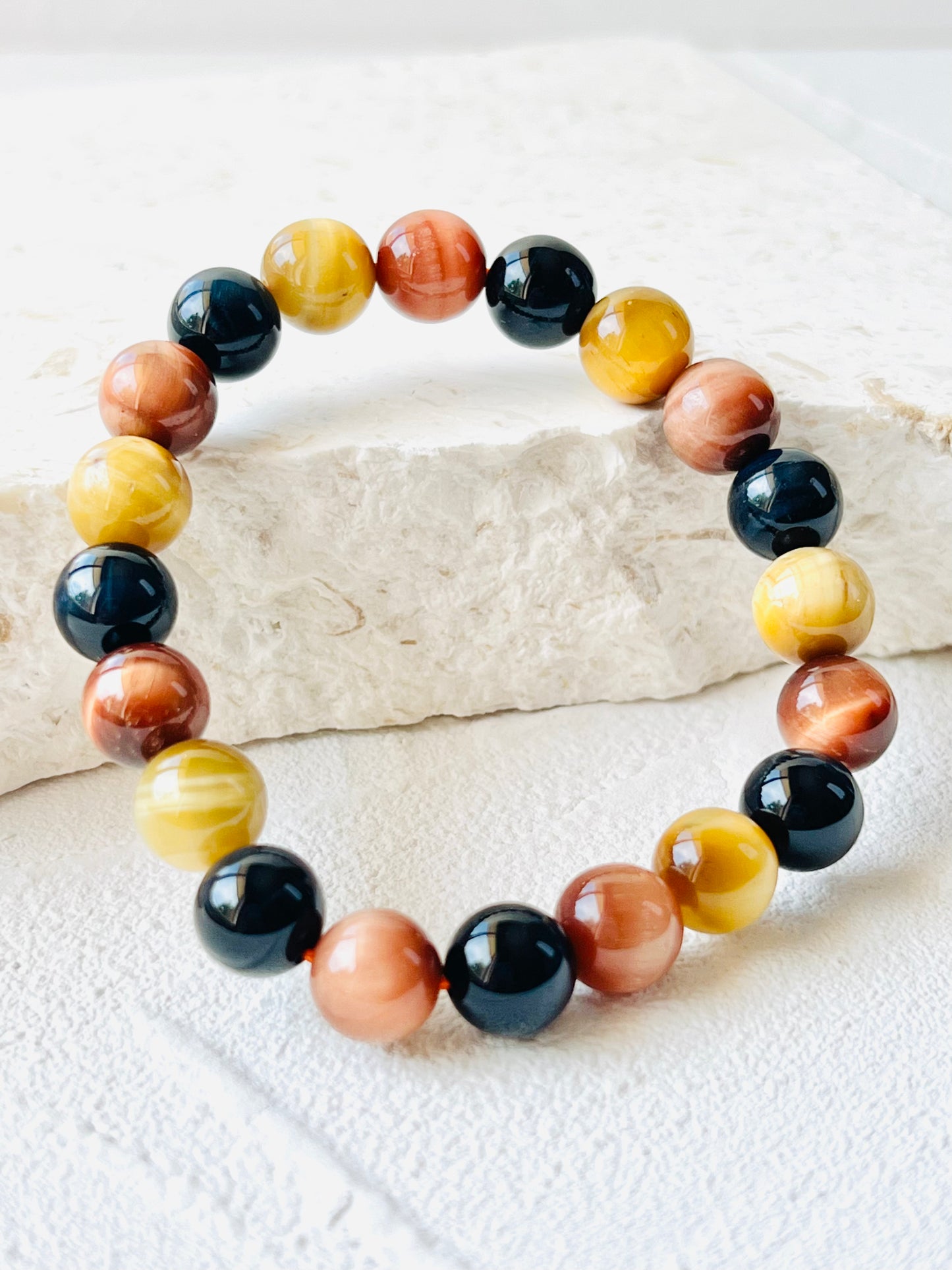 Mixed coloured Tiger's Eye bracelet 10 mm