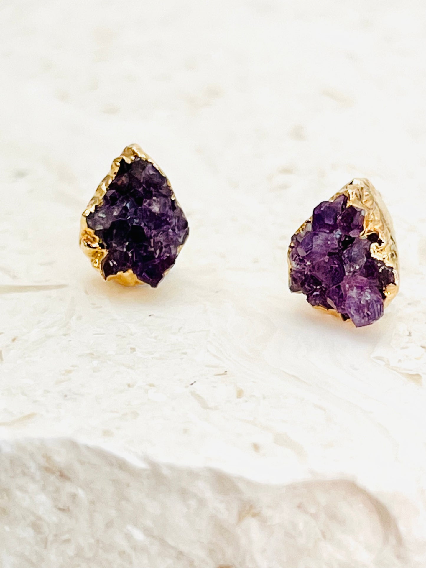 Amethyst gold plated teardrop earrings