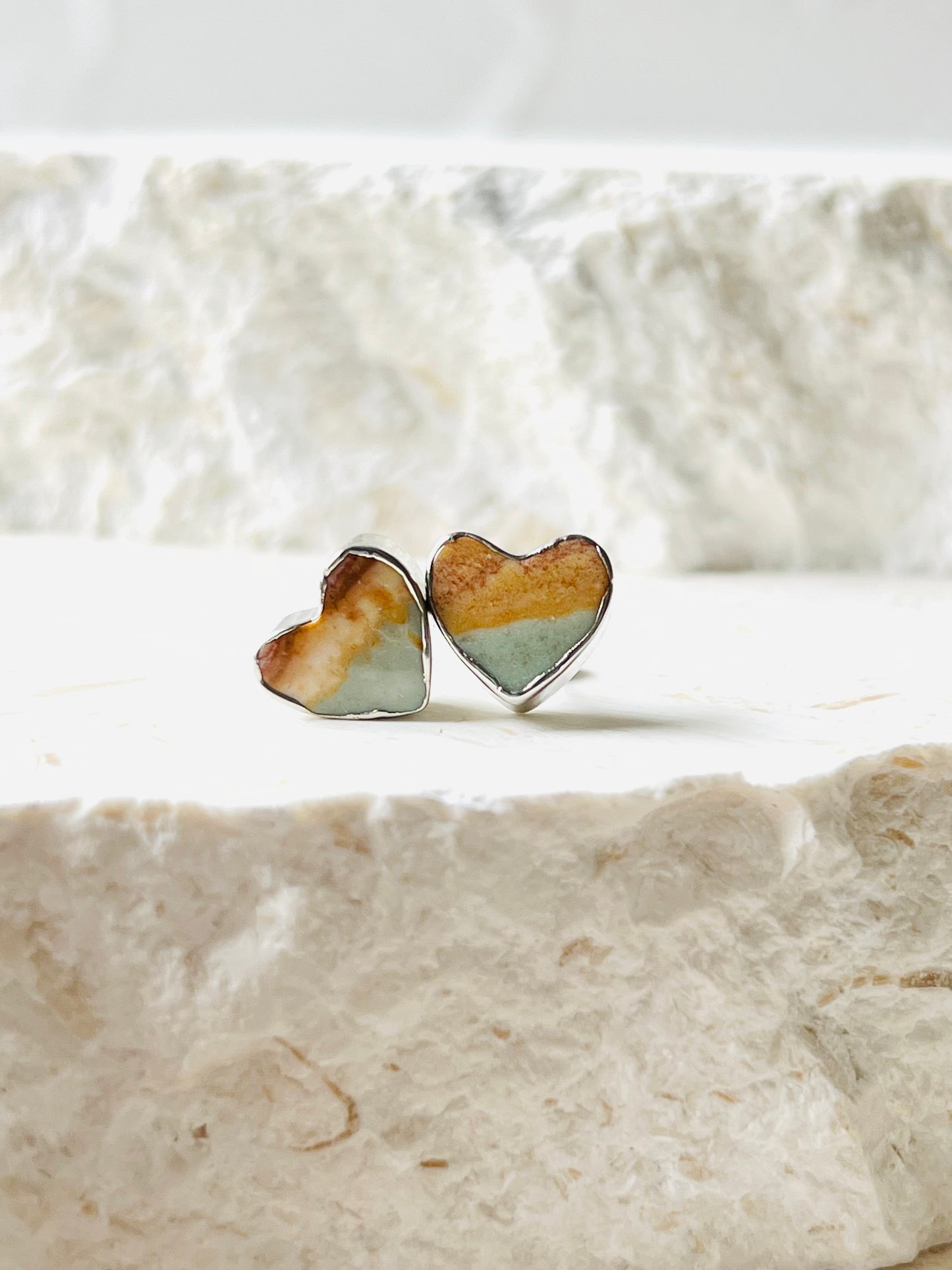 Mookaite heart shaped earrings