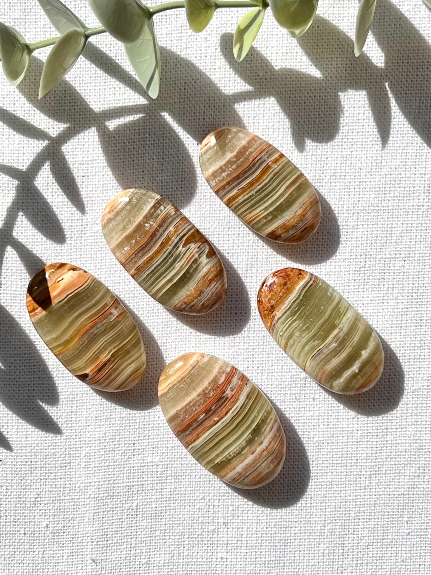 Green Banded Onyx Mini Palmstone - Zoee Crystals