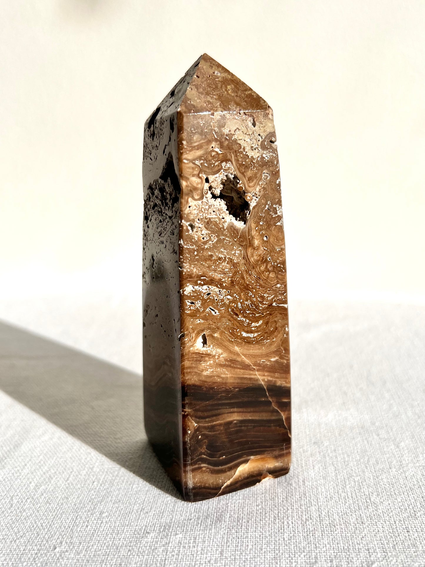 Chocolate Calcite Tower - 355 g - Zoee Crystals