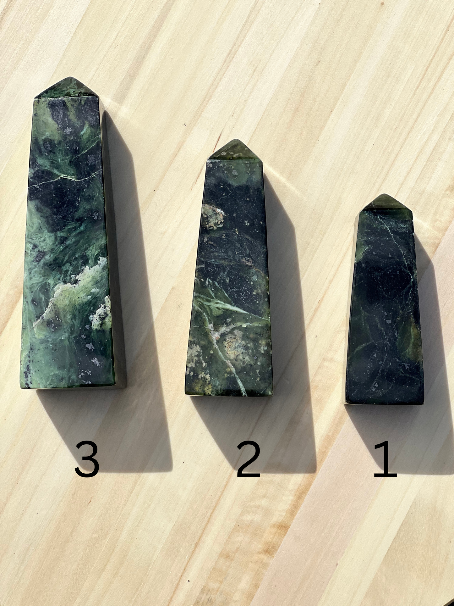 Dark Green Serpentine Tower - Zoee Crystals