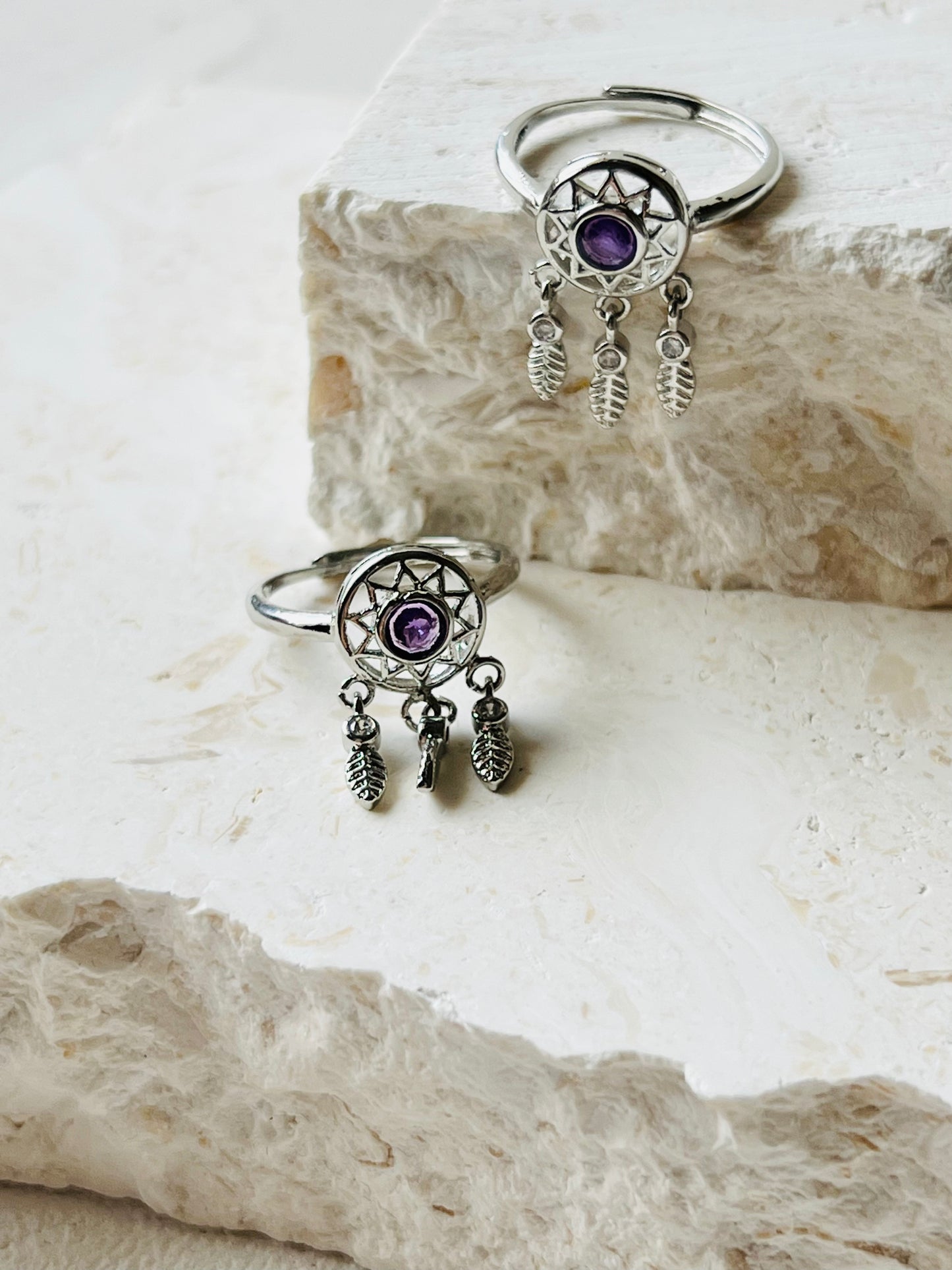 Amethyst dream catcher ring