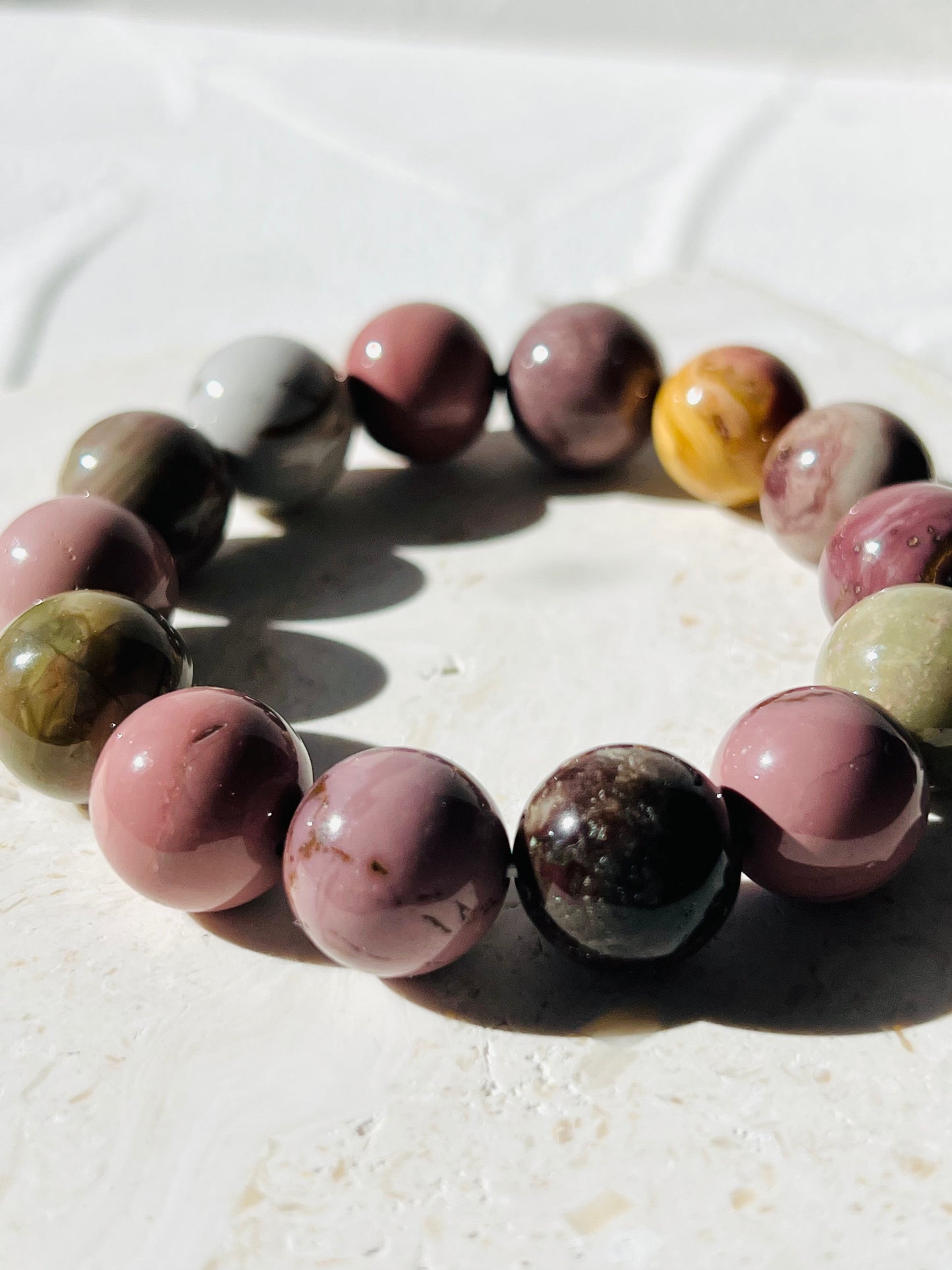 Pink Alashan Agate 14 mm bracelet