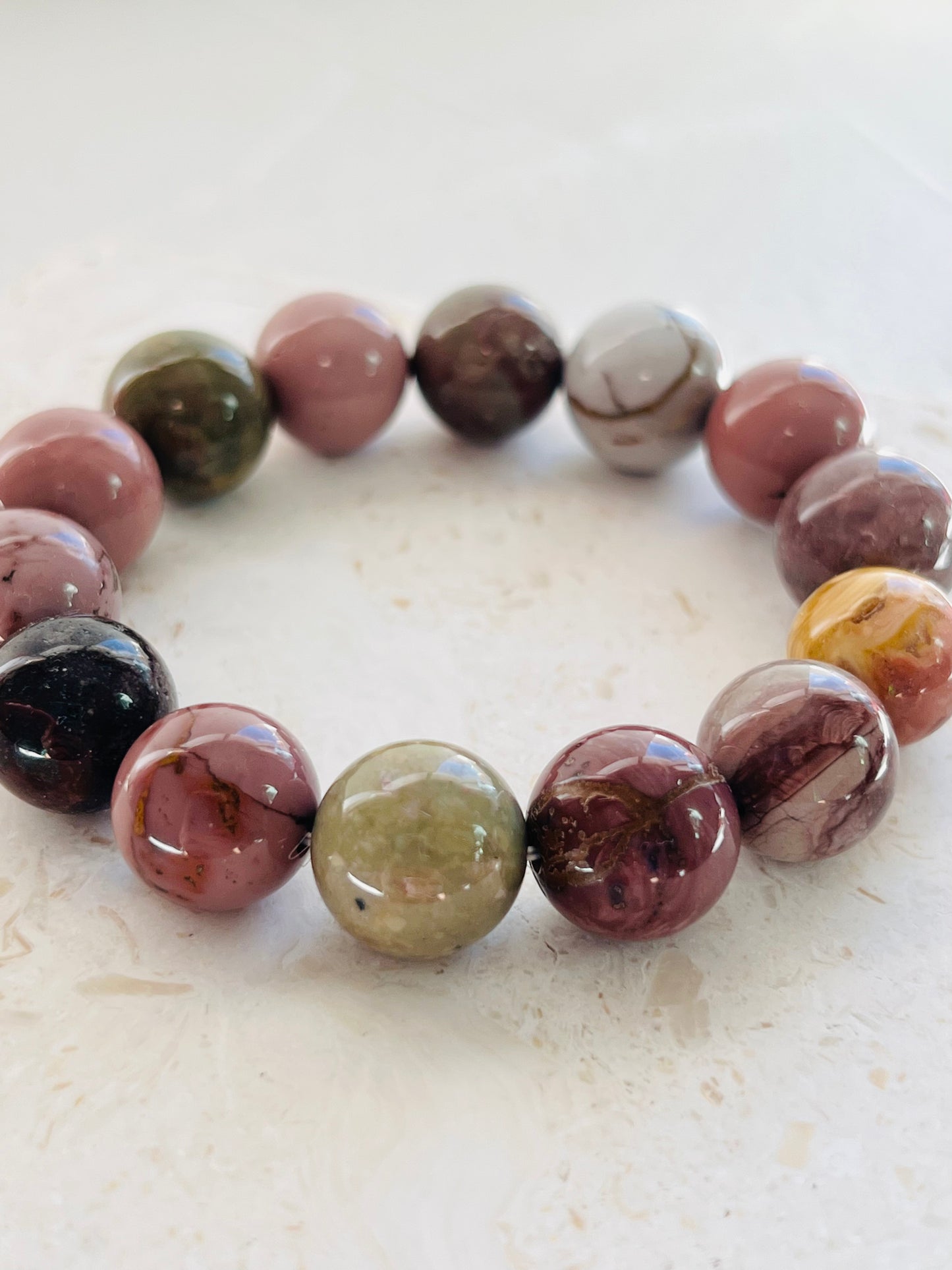 Pink Alashan Agate 14 mm bracelet
