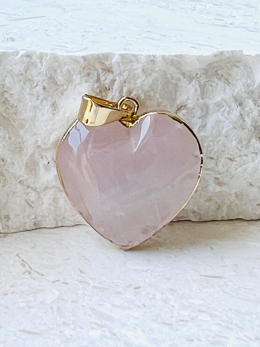 Rose Quartz gold plated pendant