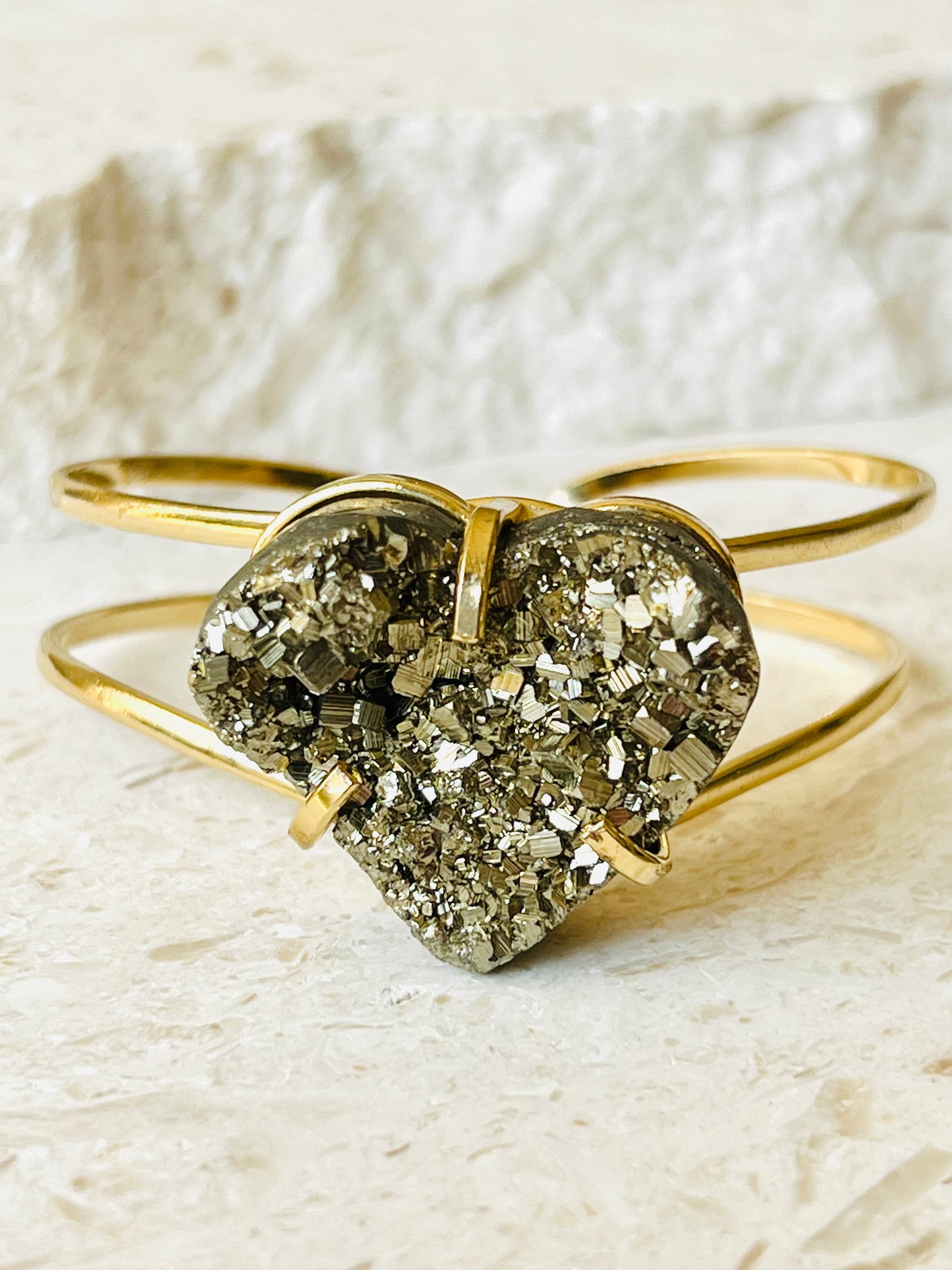 Pyrite heart bracelet