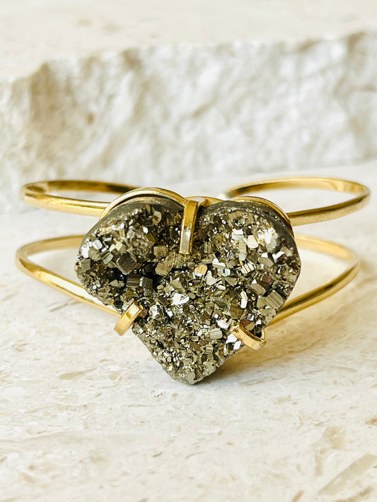 Pyrite heart bracelet