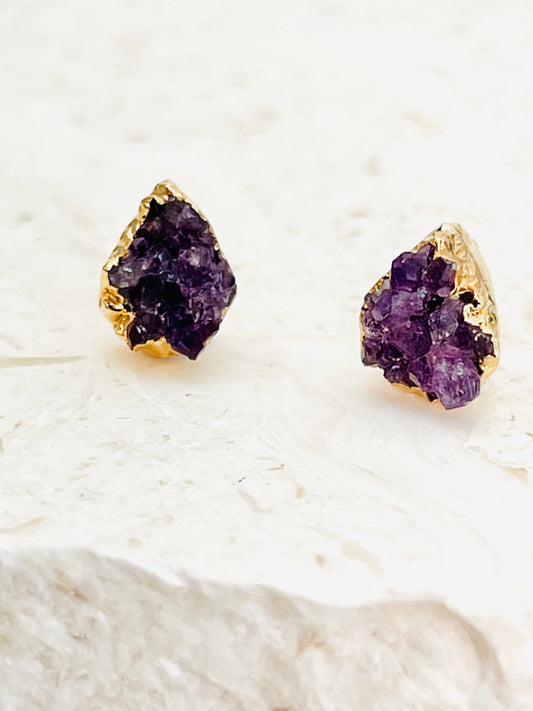 Amethyst gold plated teardrop earrings