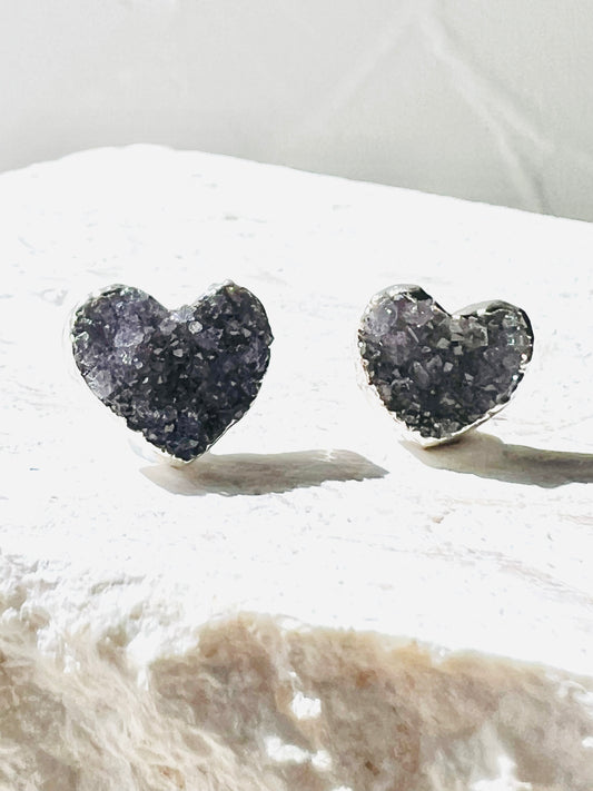 Heart shaped quartz earrings