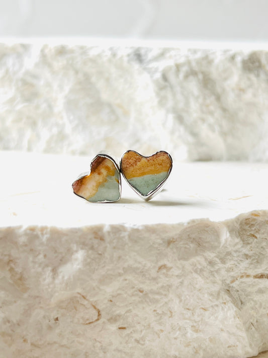 Mookaite heart shaped earrings