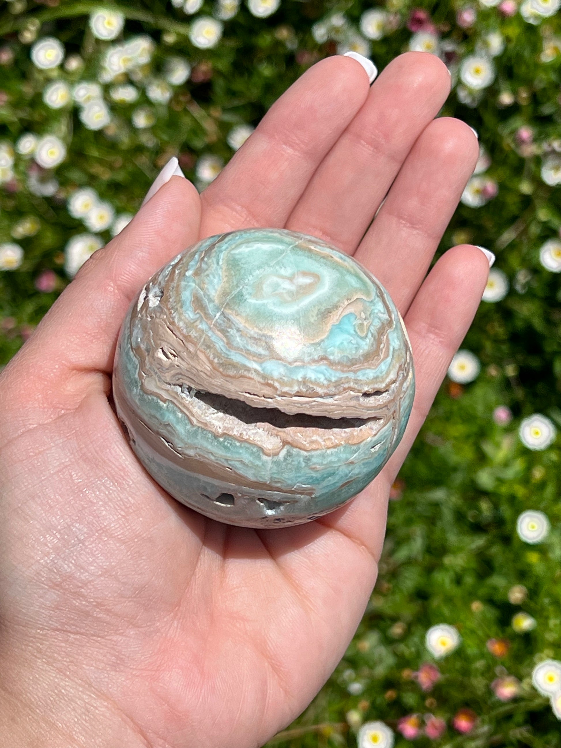Blue Aragonite Sphere - Zoee Crystals