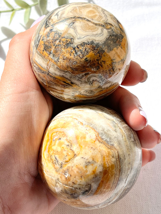 Bumblebee Calcite Sphere - Zoee Crystals