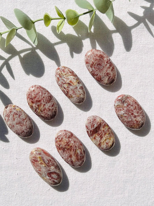 Strawberry Jasper Mini Palmstone - Zoee Crystals