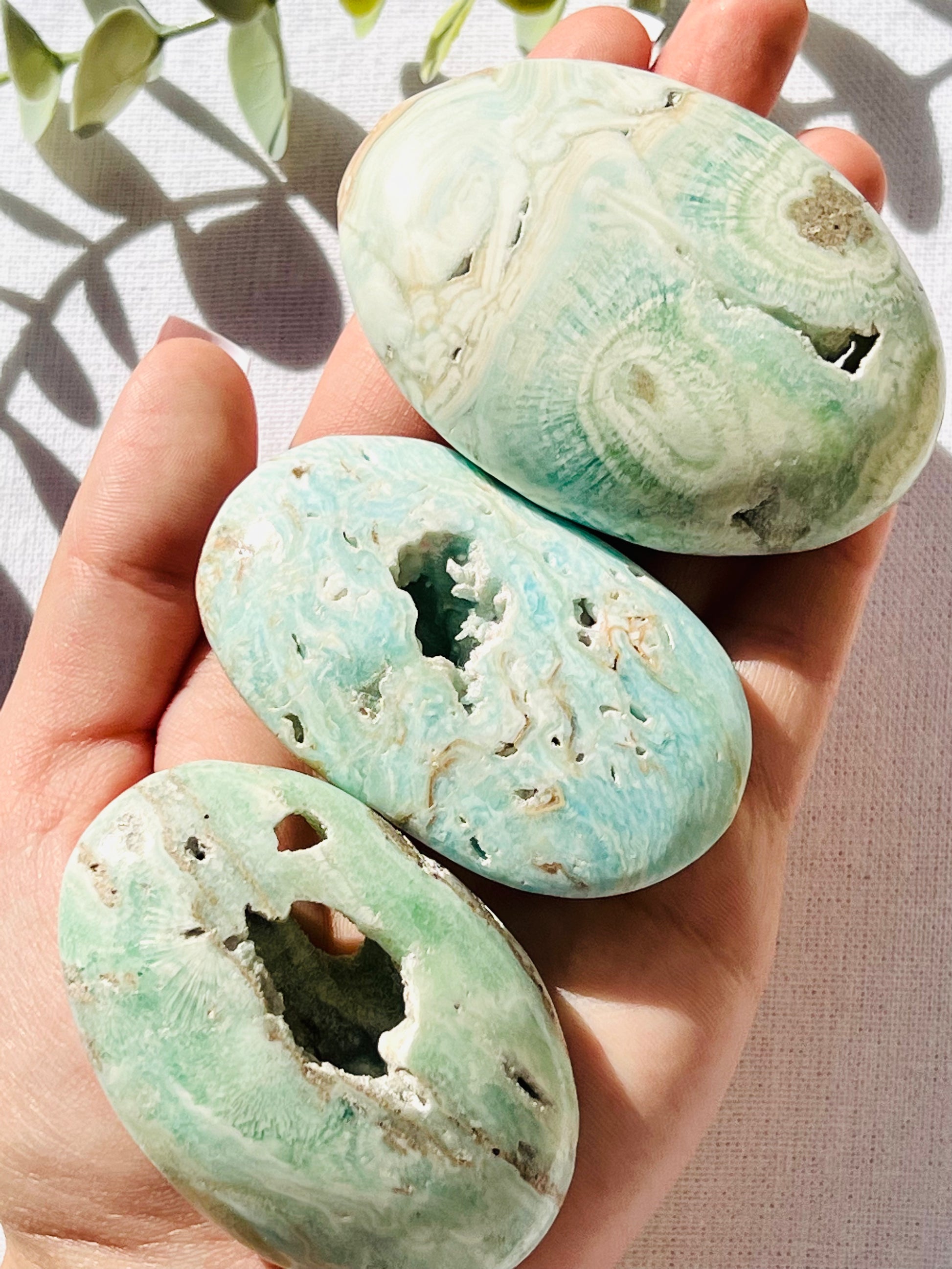 Blue Aragonite Palmstone - Zoee Crystals