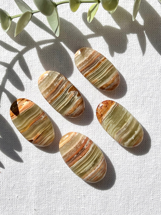Green Banded Onyx Mini Palmstone - Zoee Crystals